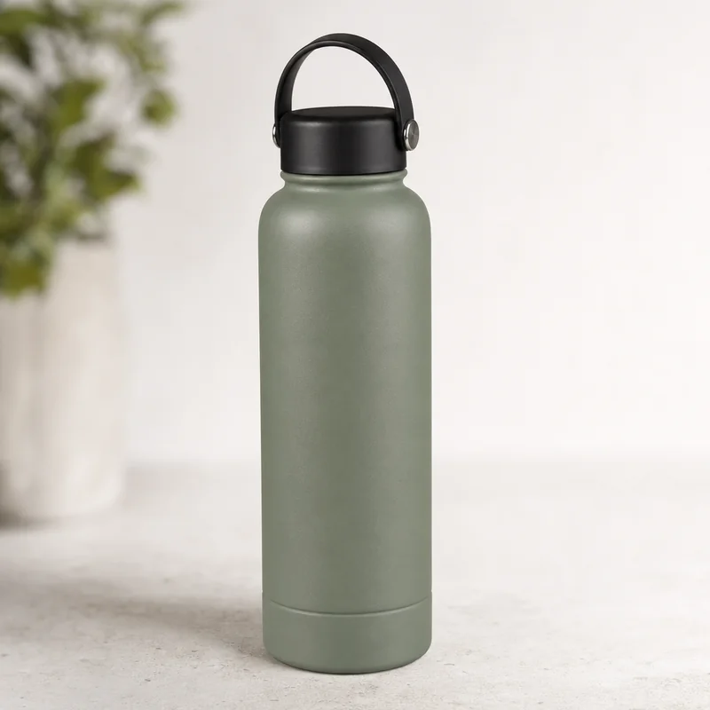 Matte sage insulated water bottle generated by GPT Image 2, also a Hydro Flask shape