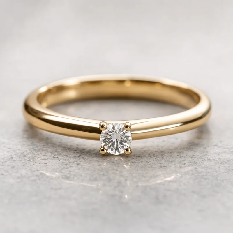 Gold diamond ring generated by GPT Image 2, most accurate to the four-prong setting brief
