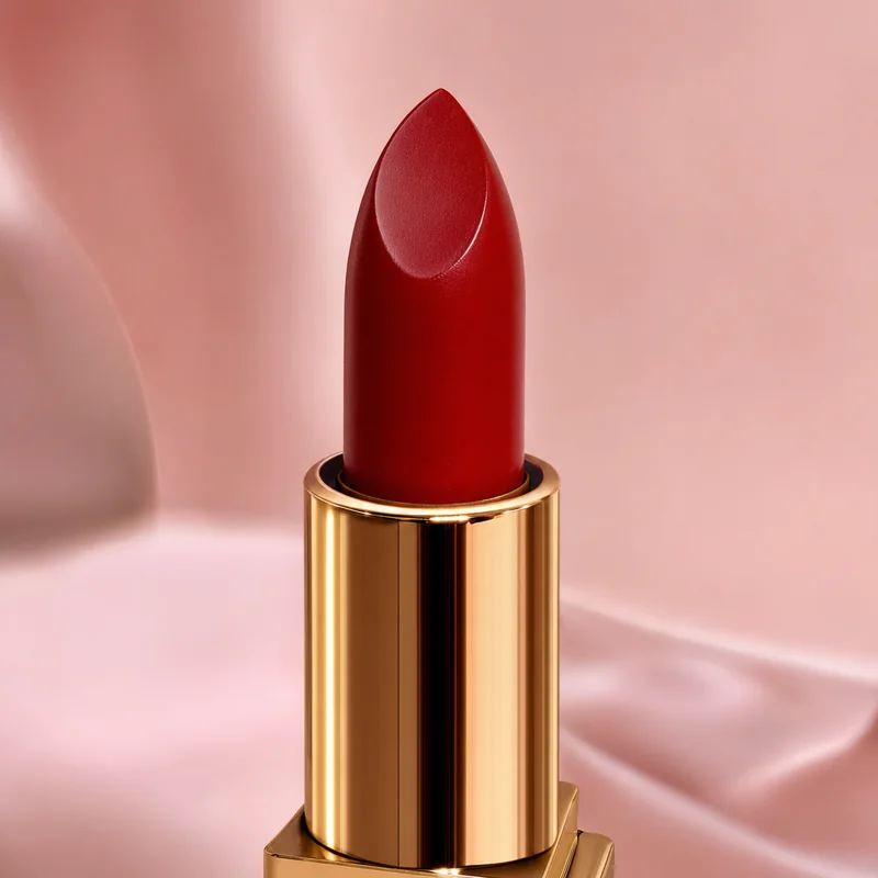 Lipstick generated by GPT Image 2 in a bright true-red shade