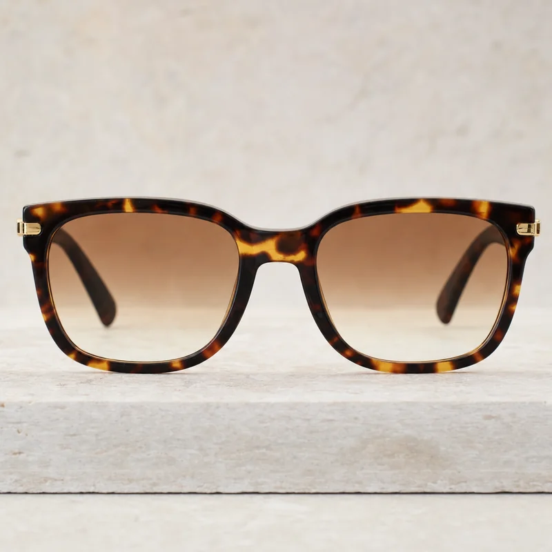 Tortoiseshell sunglasses generated by GPT Image 2, perfectly symmetric front-on