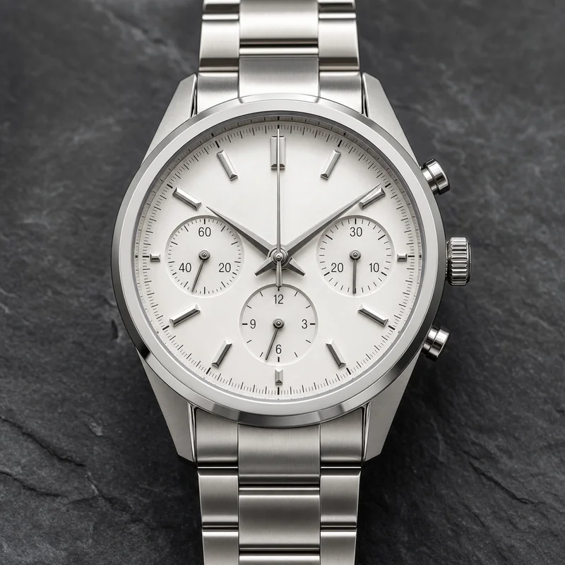 Luxury chronograph generated by GPT Image 2 with legible sub-dial numerals and even indices