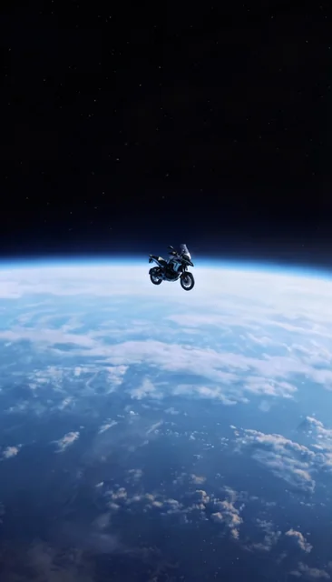 Distance shot - bike far away in space