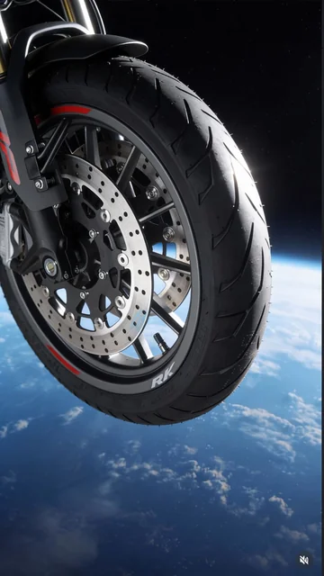 Tyre floating in space