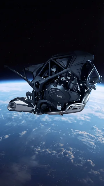 Engine floating in space