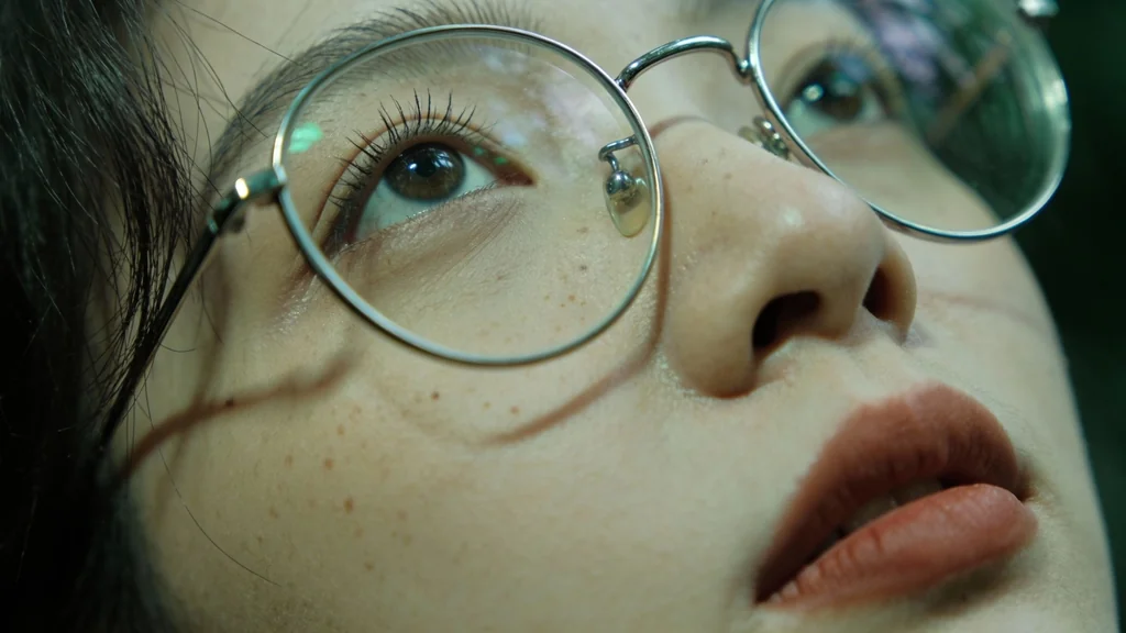 Intimate glasses close-up example - AI generated extreme detail portrait with editorial quality