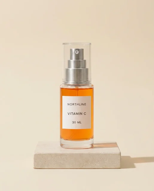 Generated NORTHLINE Vitamin C serum catalog-secondary candidate on a pale limestone plinth
