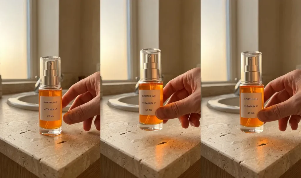 First, middle, and last frames from the five-second NORTHLINE hand-reach AI UGC video test