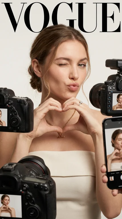 a realistic Vogue magazine cover–style fashion portrait using the uploaded face as the original face reference (100% fac