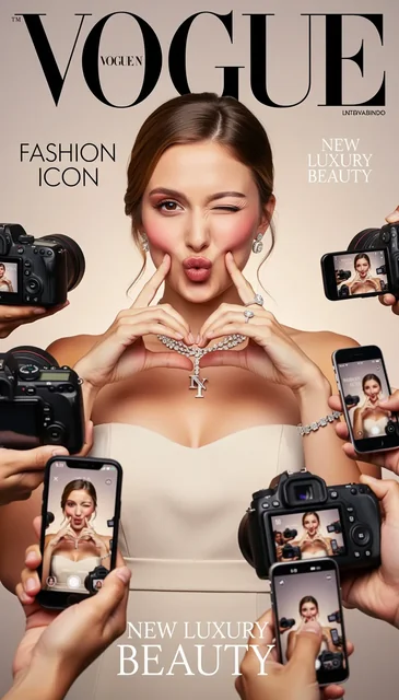 a realistic Vogue magazine cover–style fashion portrait using the uploaded face as the original face reference (100% fac
